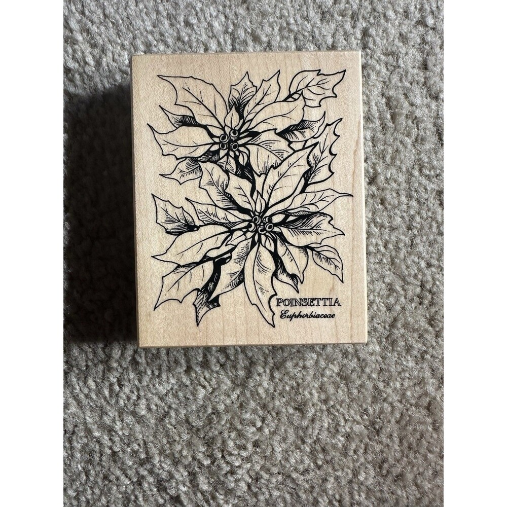 PSX IPOINSETTIA FLORAL LARGE MOUNTED RUBBER STAMP BOTANICAL K784 UNUSED
